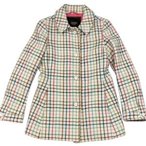 Coach Pastel Plaid Wool Coat